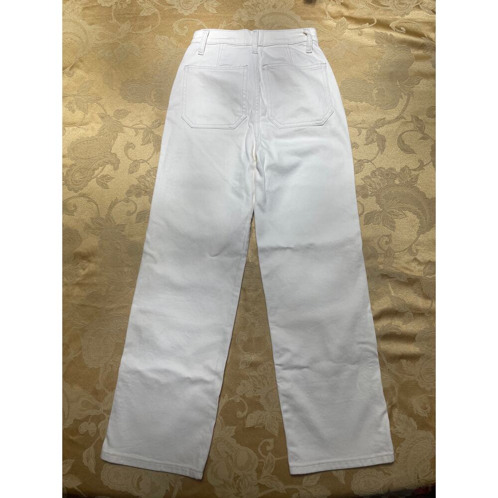 Reformation Size 23 Womens Jeans White Alyssa Stretch HighRise Wide Leg Cropped - Picture 2 of 12